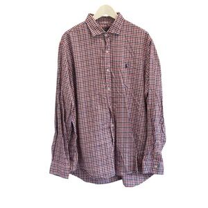 Polo Ralph Lauren Mens Button Down Red Plaid Shirt 100% Cotton Size XL TG